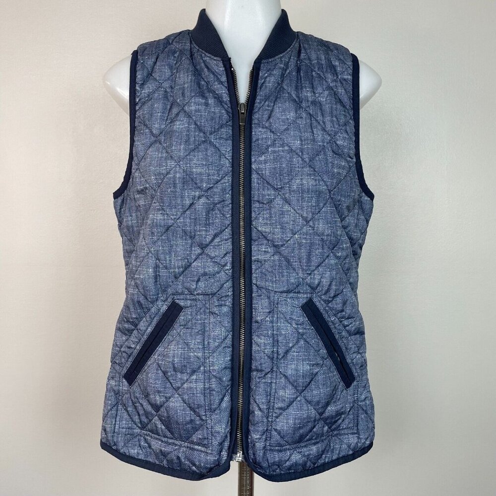 Old Navy Quilted Vest Small Blue Full-Zip Pockets Women's